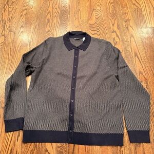 Navy and Gray Button-Up Cardigan